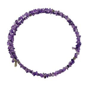 Amethyst Chip Memory Wire Choker Necklace Made In India Fits Any Size Neck